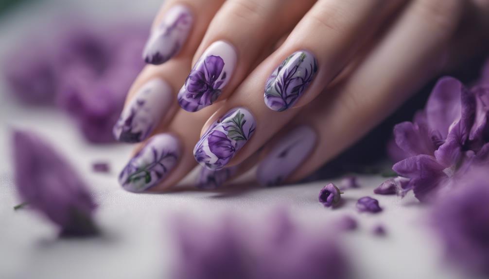 floral purple nails design
