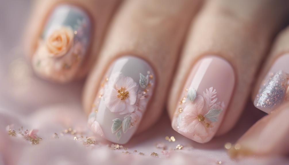 intricate manicure with flowers