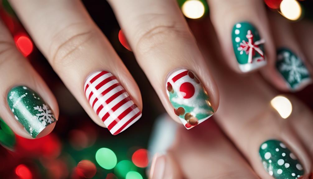 mismatched holiday nail designs