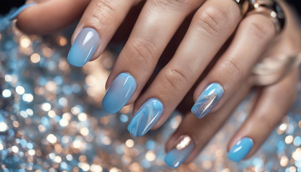 shimmering sky blue nails