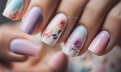 spring manicure inspiration floral designs
