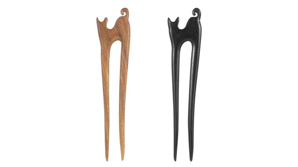 cat shaped u shaped hair sticks