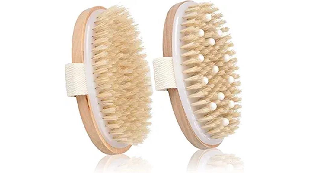dual natural bristle body brushes