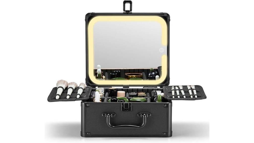 illuminated travel makeup organizer