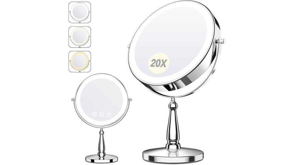 lighted 20x magnifying mirror