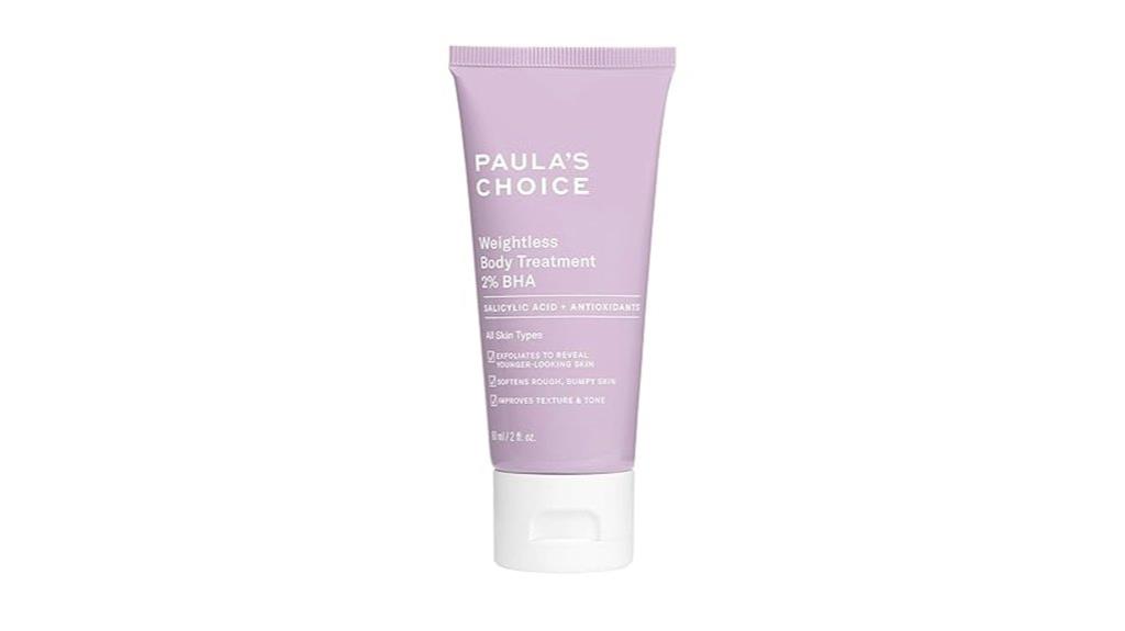 lightweight bha body exfoliant