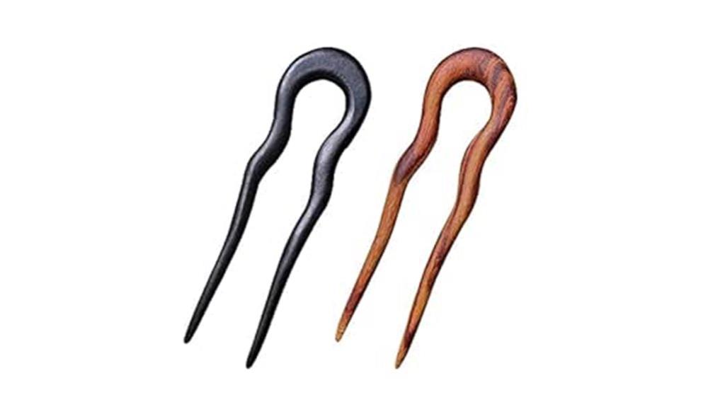 two pack wooden hair sticks