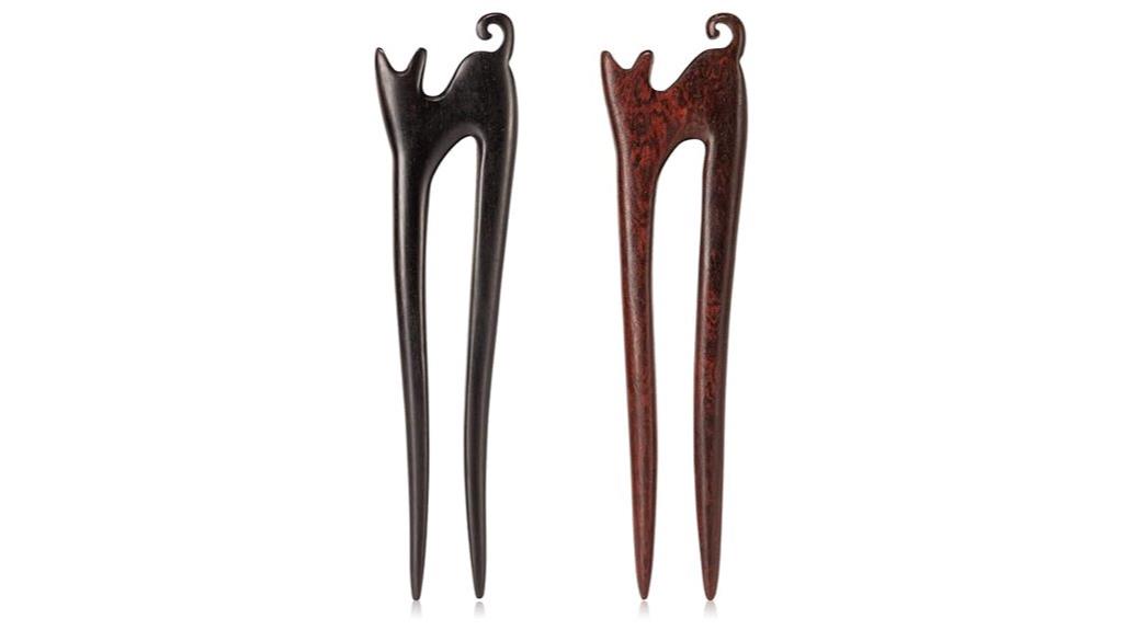 wooden hair stick set