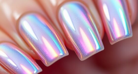 futuristic holographic nail sparkle