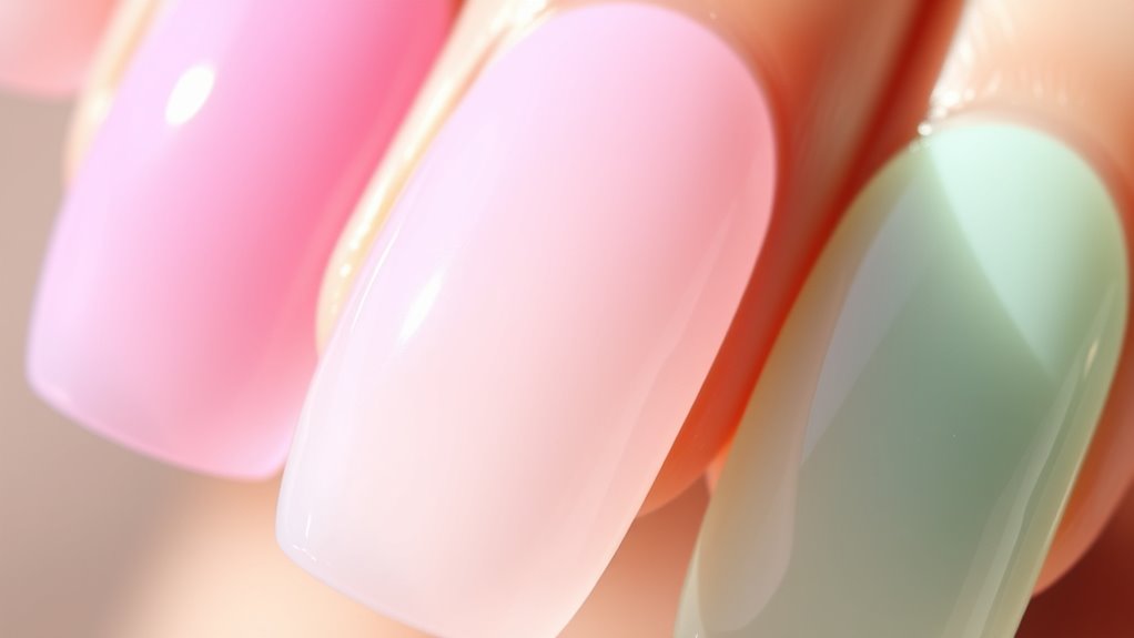 glossy semi transparent nail art