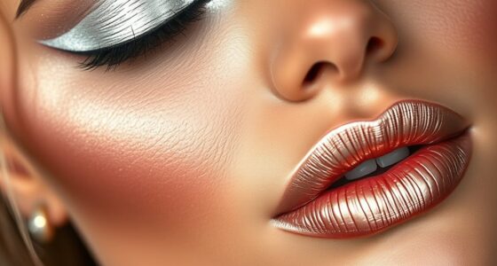 shimmering metallic eye and lip