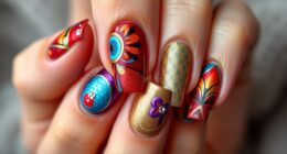 vibrant elaborate nail art