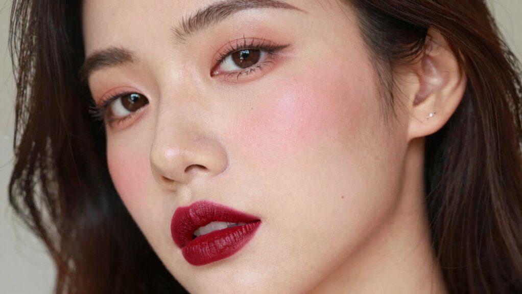 confident berry lipstick application