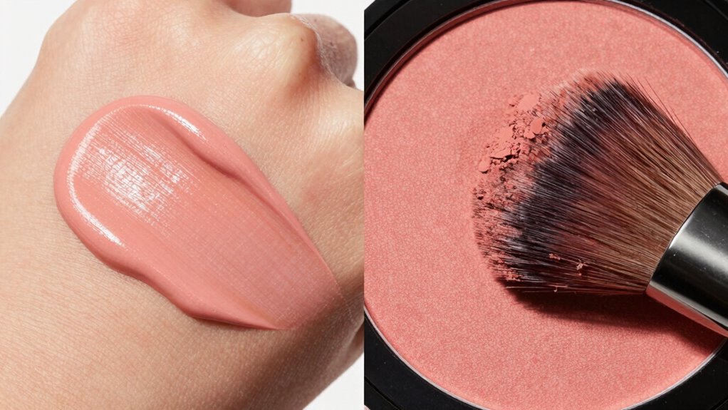cream and powder blush layering