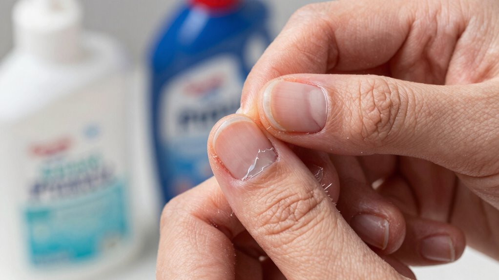 harsh chemicals weaken nails