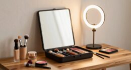 lighting enhances portable makeup stations