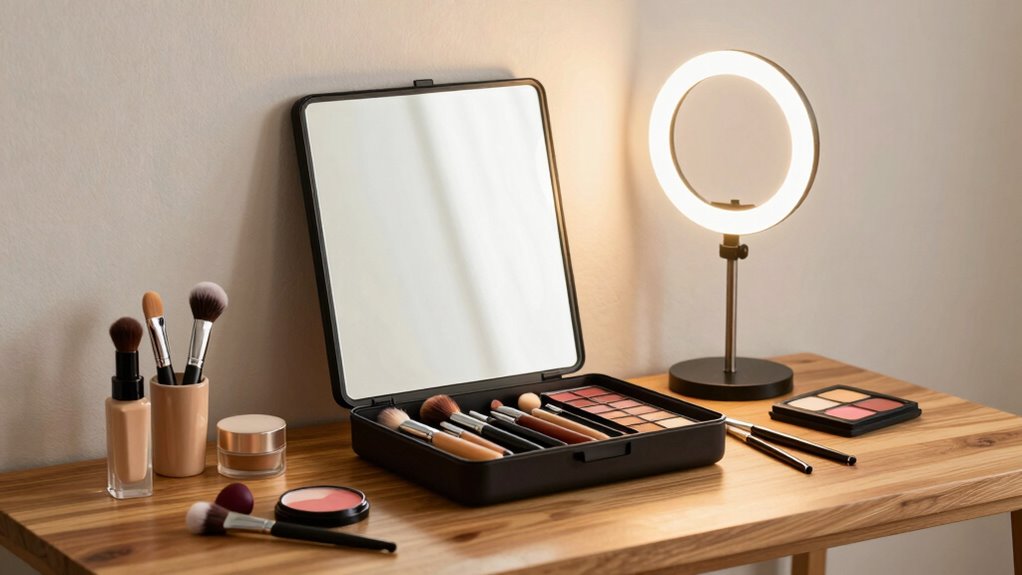 lighting enhances portable makeup stations