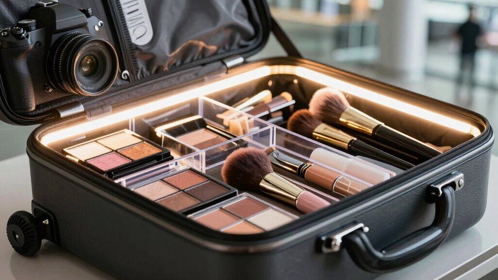 portable lighted makeup organizer