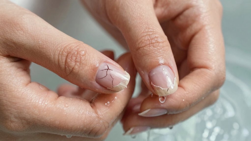 water weakens and damages nails