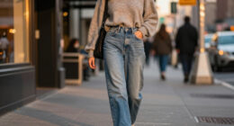 Hold The Skinny Jeans—This Is The Denim Trend Fashion People In NYC Are Wearing With White Sneakers