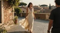 Kim Kardashian Takes Rome In A Plunging Grecian Gown